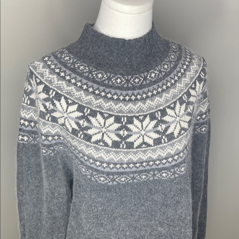 croft & barrow Gray Fair Isle Mock Neck Sweater